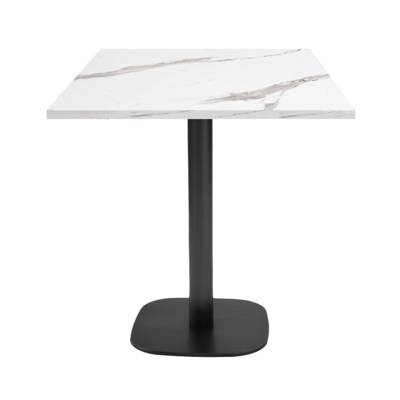 Table pied noir 70x70cm marbre blanc - intérieur - RestooTab