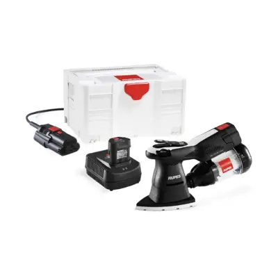 Kit mini ponceuse plateau triangulaire avec 2 batteries + Chargeur + Bloc d'alim rechargeable + Filtre green tech + Systainer - RUPES - HSS73/BLX