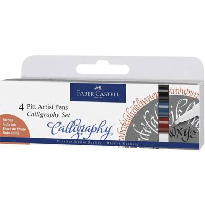 Pitt Artist Pen Lot de 4 stylos à encre de calligraphie Multicolore 2,5 mm - FABER-CASTELL