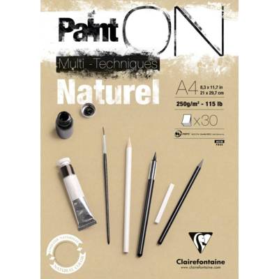 Bloc collé Paint'On Naturel 250g 30 feuilles A4 - CLAIREFONTAINE