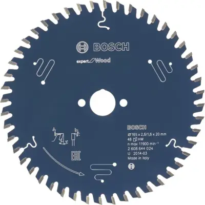 Lame de scie circulaire BOSCH expert Wood Ø165 MM - 2608644024 EP.2.6 AL.20 Z.48 ALT