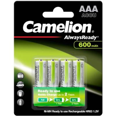 Pack de 4 piles rechargeables AlwaysReady Micro AAA 600mA - CAMELION