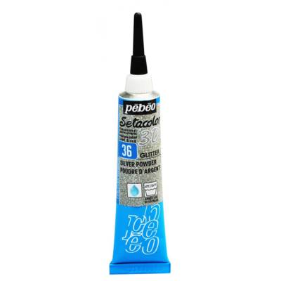 Tube 20ml Peinture Tissu Setacolor 3D Effet Pailleté Poudre D'argent - PÉBÉO