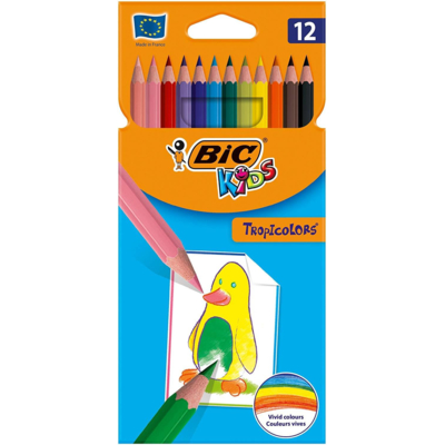 Crayons de couleur KIDS Tropicolors 2, étui carton de 12 - Bic