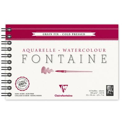 Album spiralé Fontaine grain fin 12 feuilles 300g 12x18 cm 100% Coton - CLAIREFONTAINE