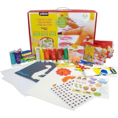 Coffret 10 Tubes 20ml Atelier Tactilcolor avec stickers et supports à peindre - PÉBÉO