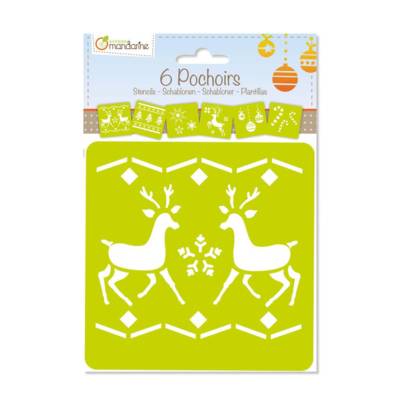 Pochoir enfant noël 2 format 150x150mm translucide set 6 unités - AVENUE MANDARINE