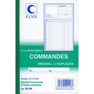Manifold Commandes 210 x 140 mm 50 feuillets tripli - ELVE