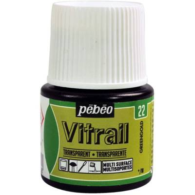 Flacon 45ml peinture VITRAIL transparent GREENGOLD - PÉBÉO