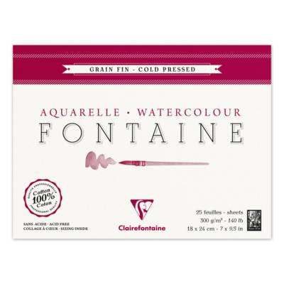 Bloc Fontaine 25 feuilles grain fin 18x24 300g encollé 4 côtés - CLAIREFONTAINE