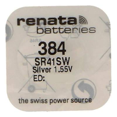 Pile bouton Silver Oxyde 384 / SR41SW 0% mercure - RENATA