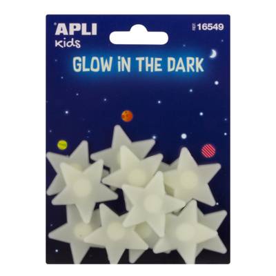 Etui de 12 Stickers Petites Etoiles 3D 37mm Luminescente à Coller - APLI