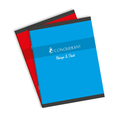 Cahier de musique et chants 17x22 cm 24 + 24 pages 90/70 g coloris aléatoires - Conquérant
