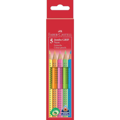 Étui de 5 crayons couleur Jumbo GRIP Neon - Faber-Castell