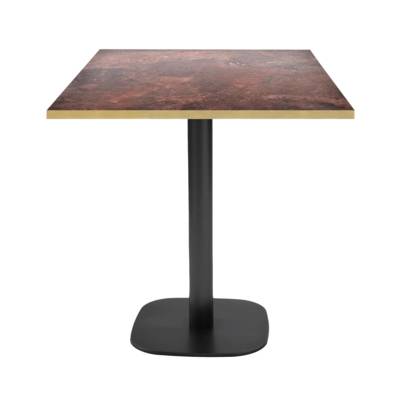 Table pied noir 70x70cm rouille roc chant laiton - intérieur - RestooTab