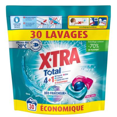 Lessive Trio-Capsule Total Déo Fraîcheur+ Givré x30 - X-TRA