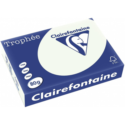 Ramette 500 Feuilles Papier 80g A4 210x297 mm Certifié FSC Vert pâle - Clairefontaine