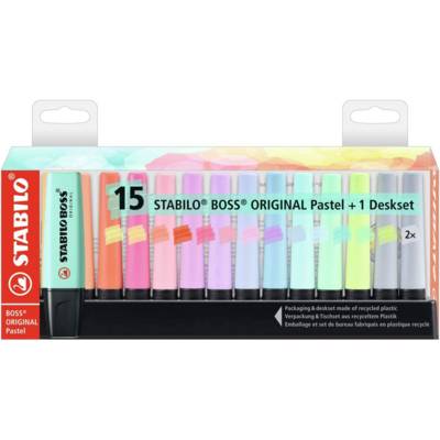 Set de bureau de 15 surligneurs BOSS ORIGINAL Pastel - STABILO