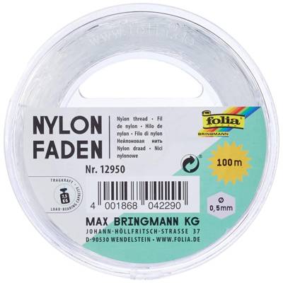 Fil nylon sur bobine, 0,5 mm x 100 m, transparent - FOLIA