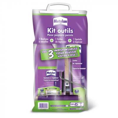 Kit outils rouleau à encoller + cutter de tapisser + spatule à maroufler - Gedimat - METYLAN