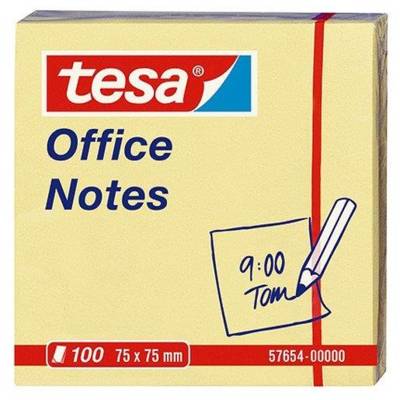 Bloc "Office Notes" repositionnables, 75 x 75 mm, jaune - TESA