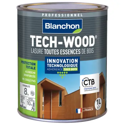 Lasure pour bardages et bois verticaux Tech-Wood - bois grisé - pot de 1 l - BLANCHON - 01220451