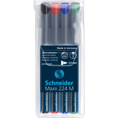 Marqueur universel Maxx 224 Pointe moyenne Permanent Pochette 4 assortis - Schneider