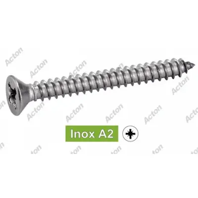 Boîte 200 vis tôle inox A2 PZ Tête fraisée 4,2x25 - ACTON - 624084.2X25