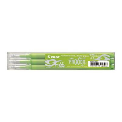 Pochette de 3 recharges pour roller FriXion Ball pointe moyenne (0,7mm). Encre vert pomme - PILOT
