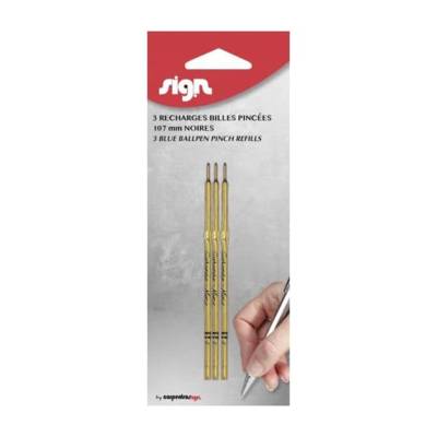 Jeu de 3 recharges stylo bille coloris noir - SIGN