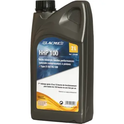 Huile compresseur HHP100 LACME - Bidon 2 L - 318000 - LACME SARL