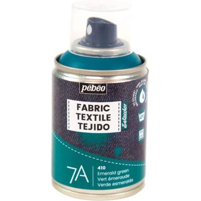 Peinture en Spray 7A - 100ml Spécial Textiles Naturels et Synthétiques VERT EMERAUDE - PÉBÉO