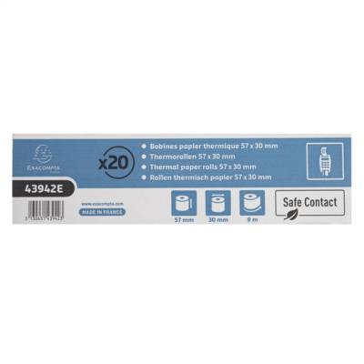 Bobine Carte Bancaire 57x30mm - 9m - 1 pli thermique 52g Safe Contact Blanc - EXACOMPTA