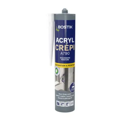 Mastic acrylique BOSTIK Acryl Crépi - Aspect granuleux pour joint de fissure - Cartouche 310 ml - 30612719 - BOSTIK SA