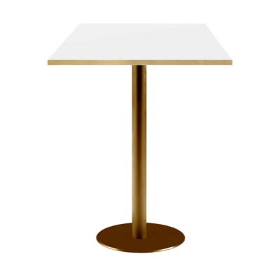 Mange-debout pied Doré 60x60cm blanc chants laiton - intérieur - RestooTab