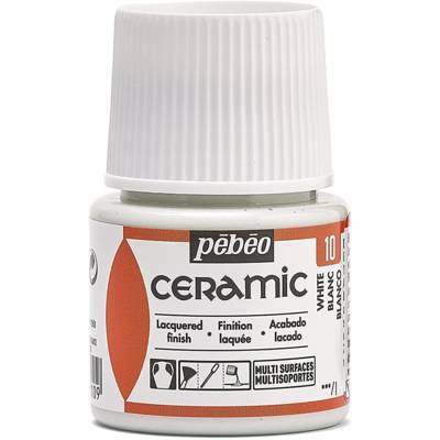 Flacon 45 ml peinture CERAMIC faïence et multi support Blanc - PÉBÉO