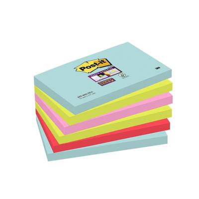 Paquet de 6 bloc-notes adhésifs Super Sticky Notes, 127 x 76 mm, - Post-it