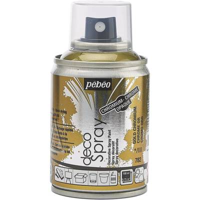 Aérosol 100 ml Peinture opaque permanente faible odeur CHROME OR - PÉBÉO