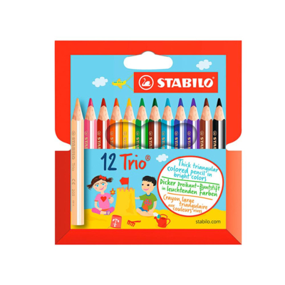 Etui de 12 Crayons de couleur Trio COURT Triangulaire large Assortis - STABILO