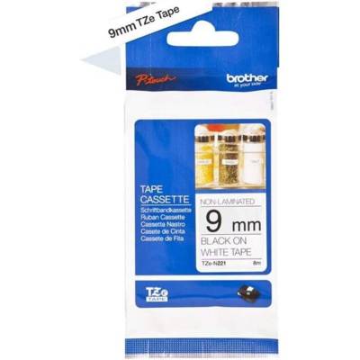 Ruban TZe-N221 Non laminé 9mm x 8m Noir/blanc - BROTHER