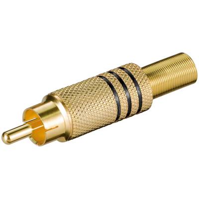 Fiche Audio RCA Mâle Métal Plaqué Or Bague Noir à souder - GOOBAY