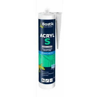 Mastic acrylique BOSTIK Acryl S - Gris - Cartouche 310 ml - 30613664 - BOSTIK SA