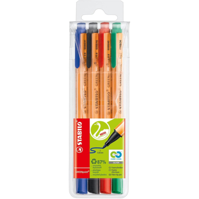 Pochette de 4 Stylos Feutre GREENpoint pointe large 0,8 mm Assortis - STABILO