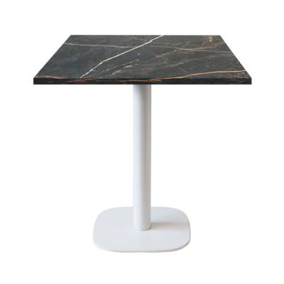 Table pied blanc 70x70cm marbre samas - intérieur - RestooTab
