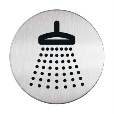 Pictogramme autocollant Douche Rond Inox 83 mm Argent - DURABLE