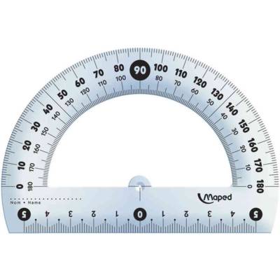 Rapporteur "Essentials" Cristal 180 degrés 12 cm en plastique transparent - MAPED