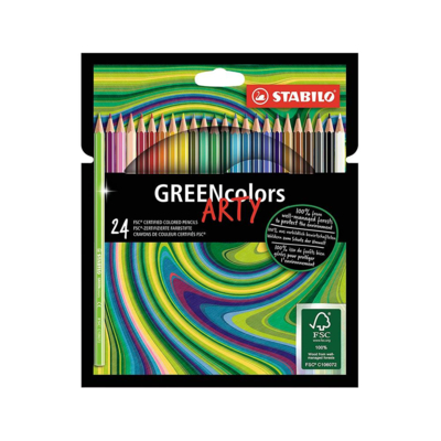 Etui de 24 crayons de couleur GreenColors Arty hexagonal en bois certifie FSC mine 3mm - Stabilo