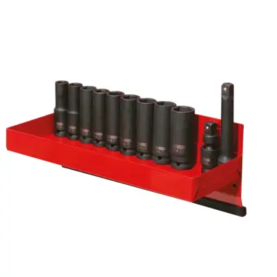 Présentoir de 10 douilles longues à chocs 6 pans 1/2", 12 à 22 mm - KSTOOLS - 515.0612