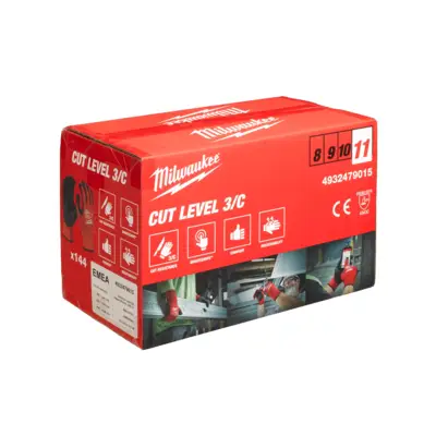 Gants anti-coupure enduction nitrile - Niveau 3/C - Taille 11/2XL - 144 paires - MILWAUKEE - 4932479015