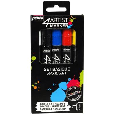 Etui de 5 Marqueur peinture 4ARTIST pointe ogive 4 mm BASIQUE - PÉBÉO